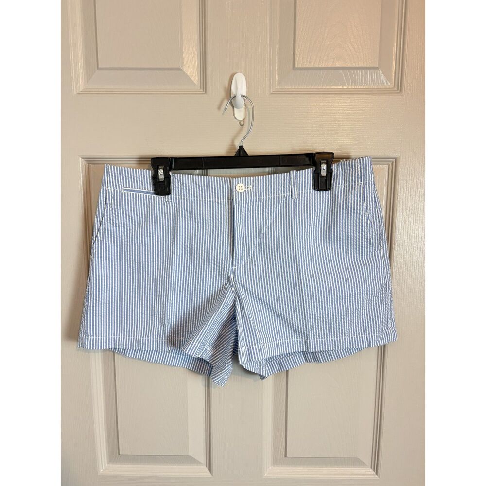 Ralph Lauren10 Rivera Blue Shorts Striped Seersucker Shorts White Blue Stripe